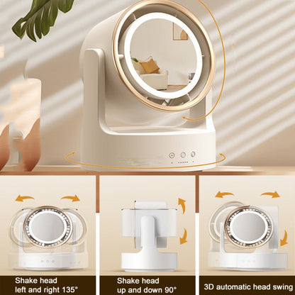 Multifunctional Desktop Fan with LED Light and USB Plug - 3 in 1 with Mirror