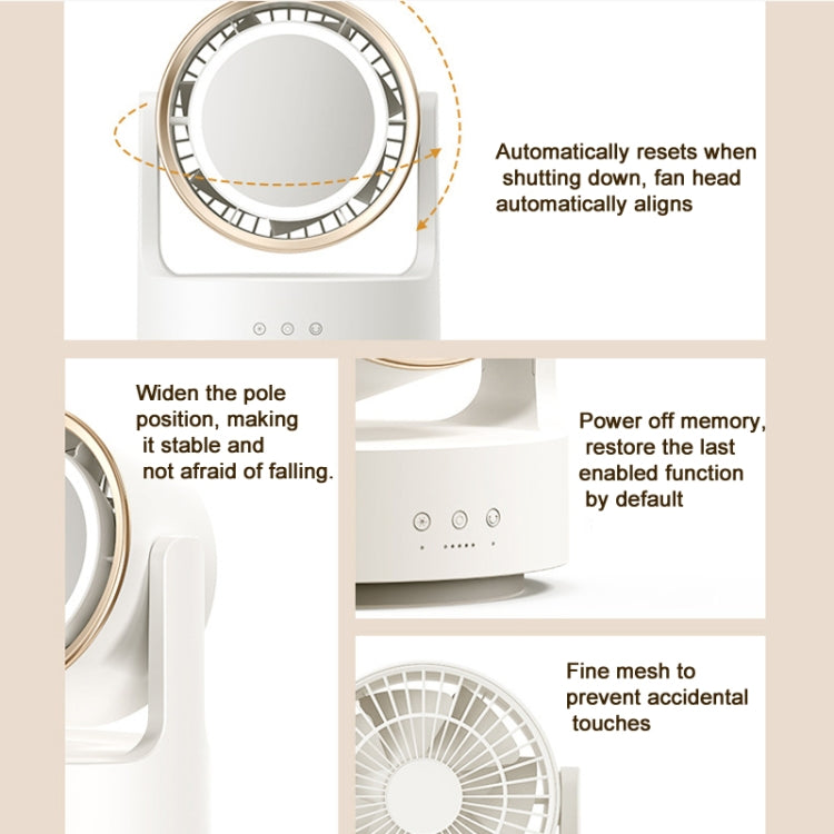 Multifunctional Desktop Fan with LED Light and USB Plug - 3 in 1 with Mirror