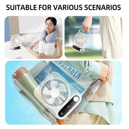 Wall-Mounted Desktop Fan with 199 Speeds, Handle, Light, and Aromatherapy Cotton (Clear Black)