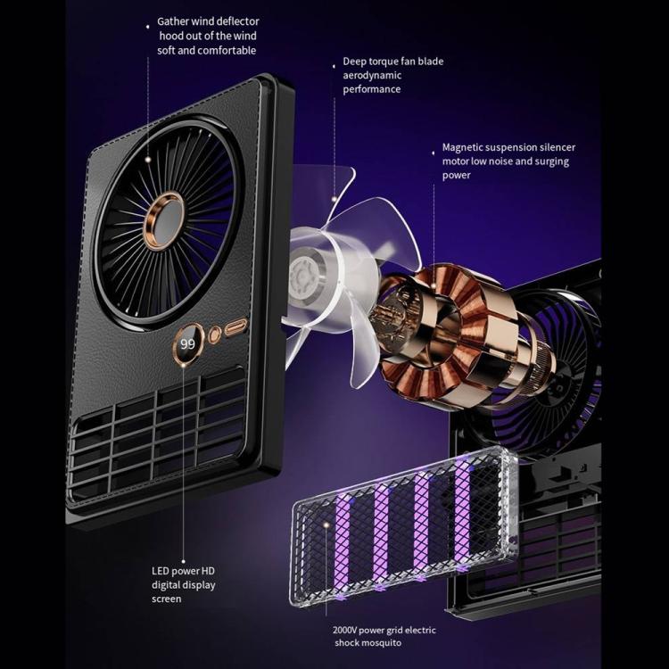 Desktop LED Fan and Mosquito Killer Lamp Combo, Plug-in Black
