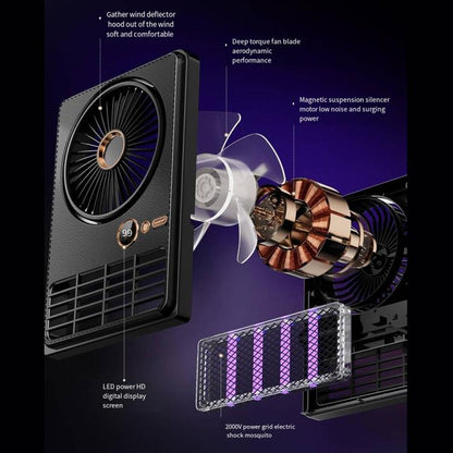 Desktop LED Fan and Mosquito Killer Lamp Combo, Plug-in Black