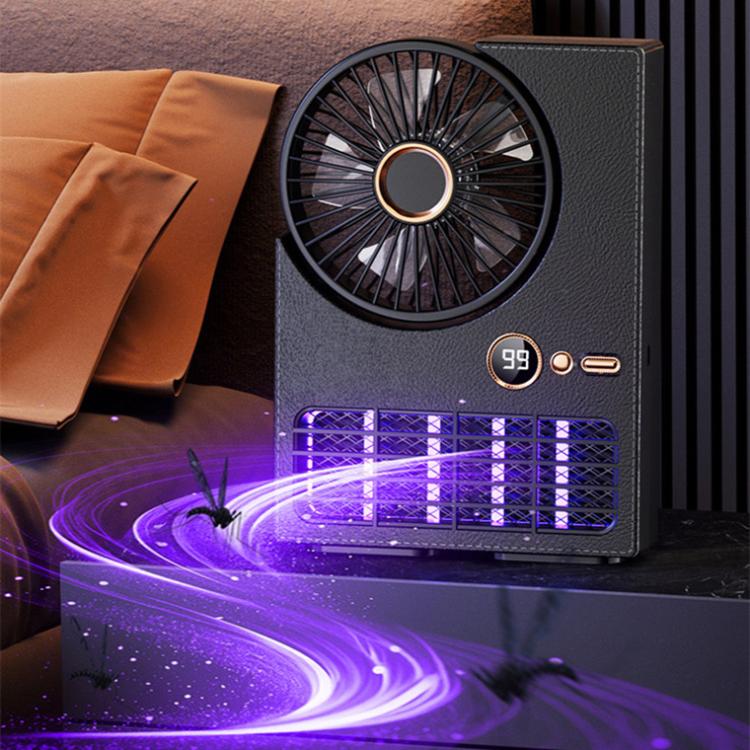 Desktop LED Fan and Mosquito Killer Lamp Combo, Plug-in Black