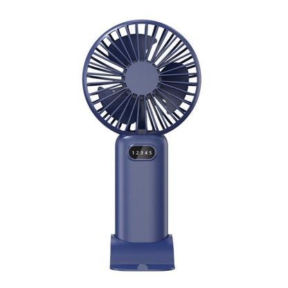 5-Speed Portable Handheld Fan with USB Charge and Desktop Stand (Navy Blue)