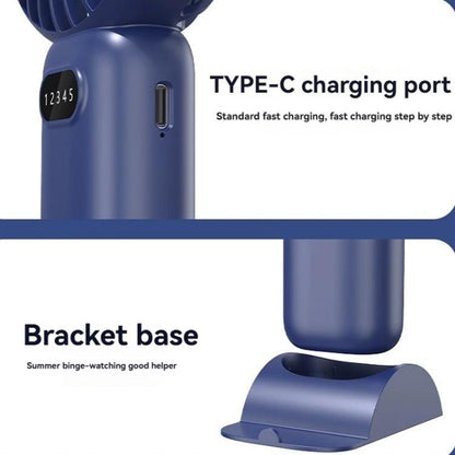 5-Speed Portable Handheld Fan with USB Charge and Desktop Stand (Navy Blue)