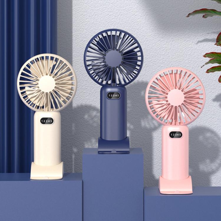 5-Speed Portable Handheld Fan with USB Charge and Desktop Stand (Navy Blue)