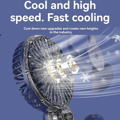5-Speed Portable Handheld Fan with USB Charge and Desktop Stand (Navy Blue)