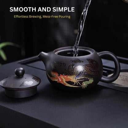 Color-Changing Teapot with Dragon and Phoenix Design
