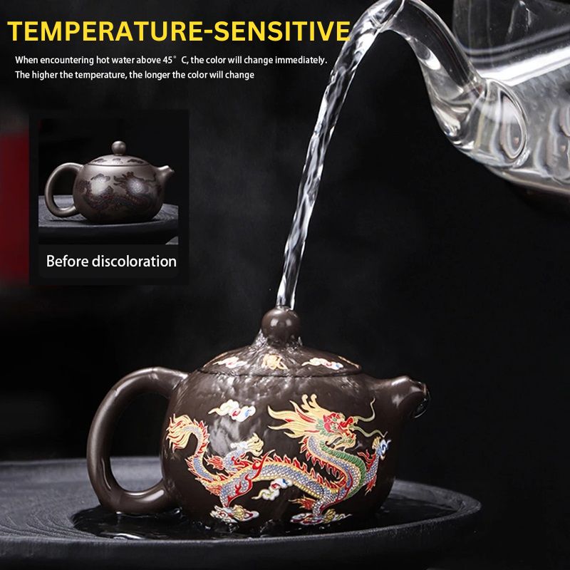 Color-Changing Teapot with Dragon and Phoenix Design