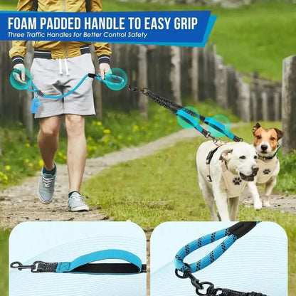 Double Dog Leash with Tangle-Free Swivel and Comfort Grip