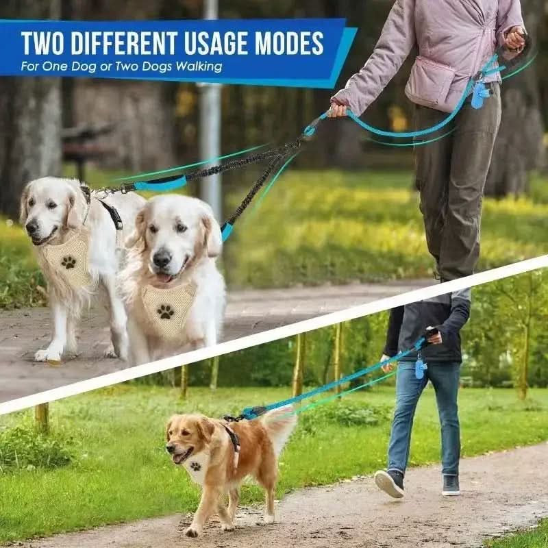 Double Dog Leash with Tangle-Free Swivel and Comfort Grip