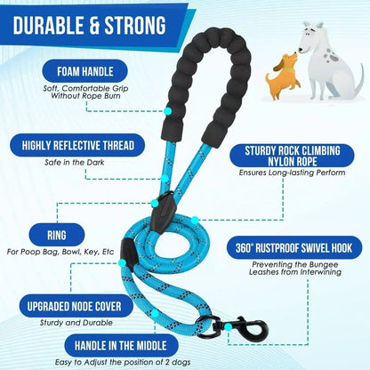 Double Dog Leash with Tangle-Free Swivel and Comfort Grip