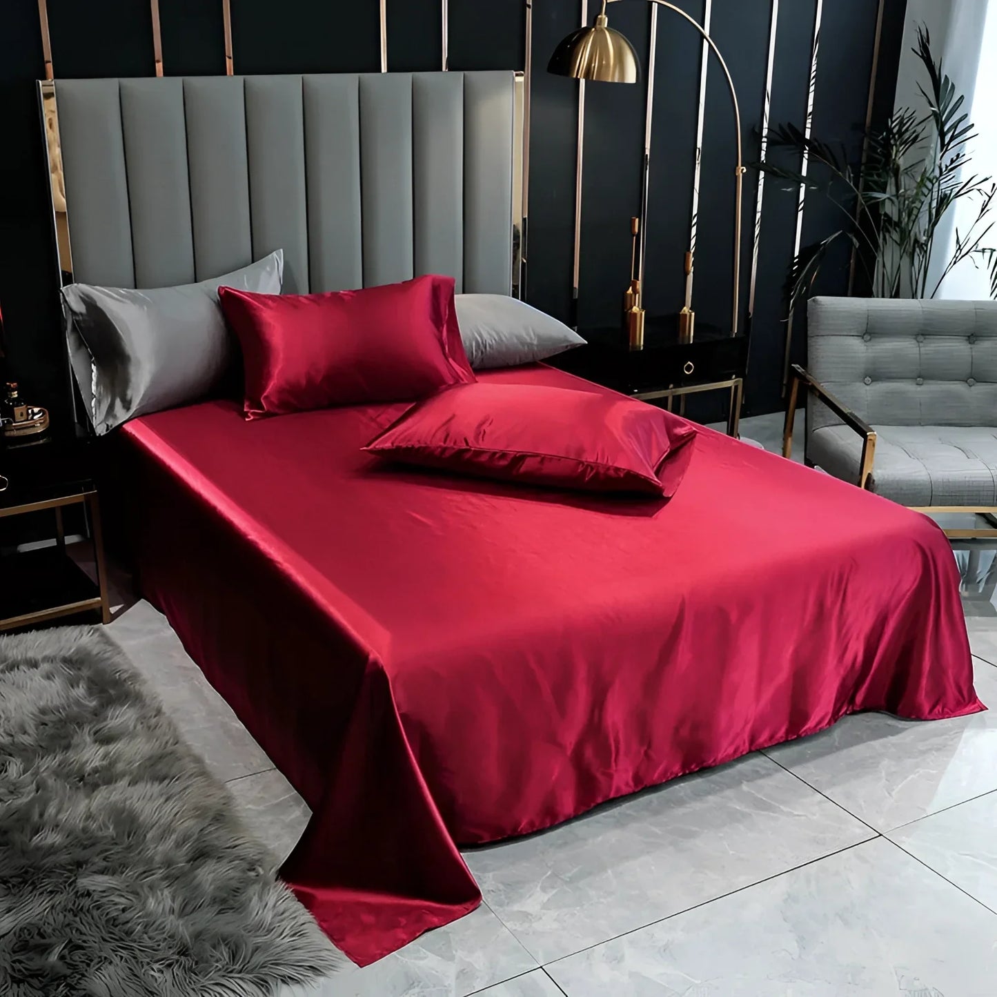 Satin Duvet Cover Set with Silky Soft Bed Sheets