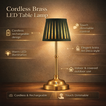 Rechargeable Touch-Controlled LED Bedside Lamp - Cordless and Dimmable