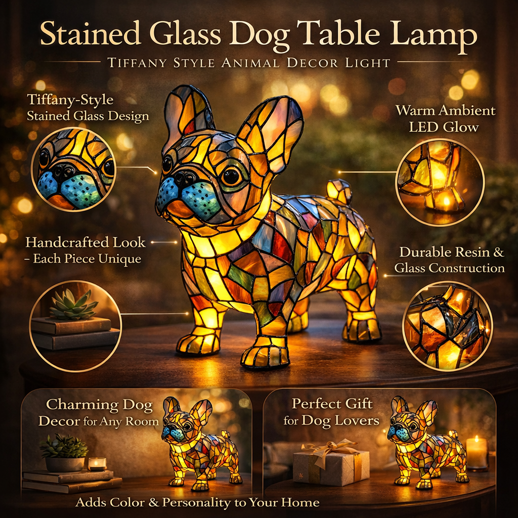 Charming Canine Glass Table Lamp – Perfect Pet Decor