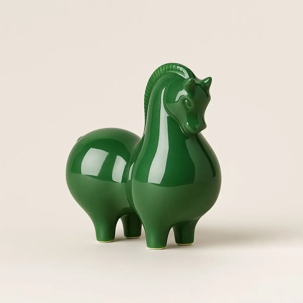Ceramic Horse Statue in Celadon – Symbol of Prosperity Decor