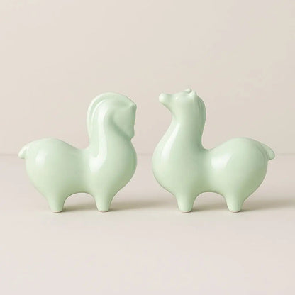 Ceramic Horse Statue in Celadon – Symbol of Prosperity Decor