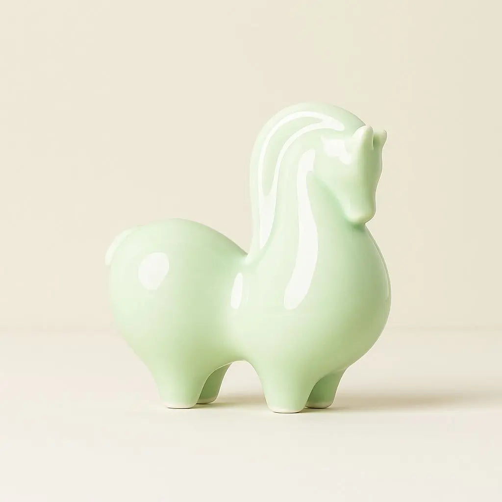 Ceramic Horse Statue in Celadon – Symbol of Prosperity Decor