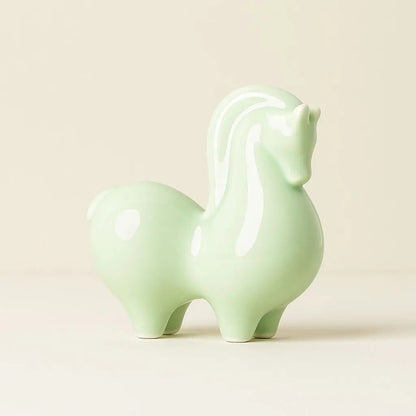 Ceramic Horse Statue in Celadon – Symbol of Prosperity Decor