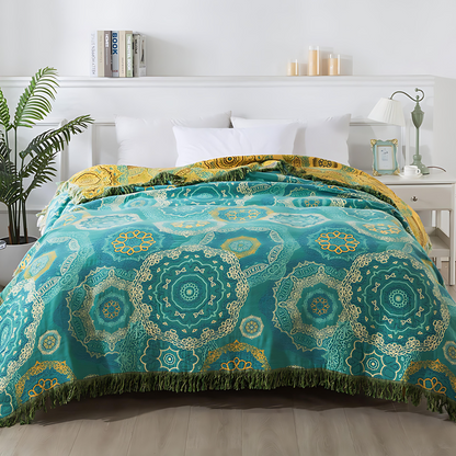 Vibrant Cotton Bohemian Blanket for All Seasons