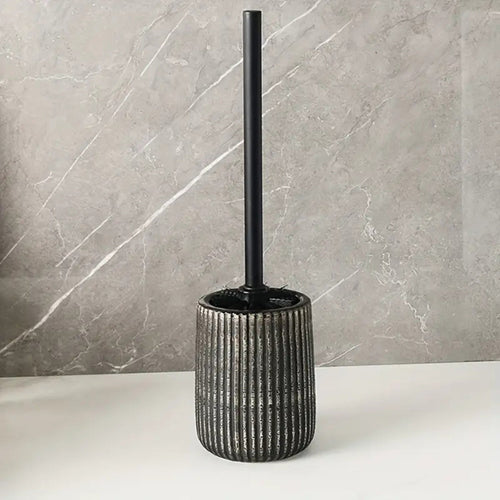 Elegant Ceramic Toilet Brush Holder Set with Textured Design
