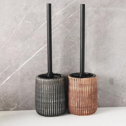 Elegant Ceramic Toilet Brush Holder Set with Textured Design
