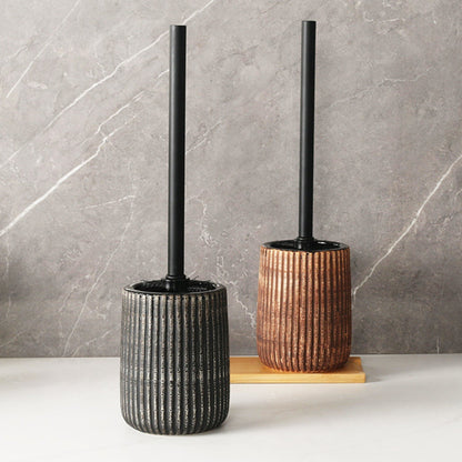 Elegant Ceramic Toilet Brush Holder Set with Textured Design