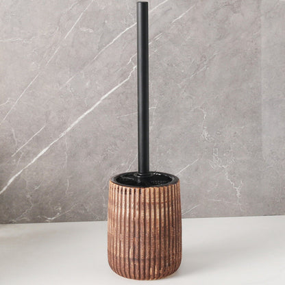 Elegant Ceramic Toilet Brush Holder Set with Textured Design