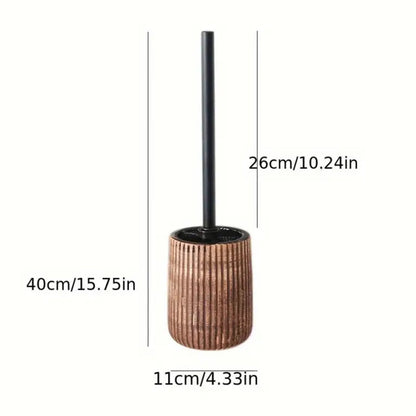 Elegant Ceramic Toilet Brush Holder Set with Textured Design