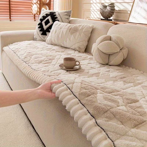 Cozy Plush Sofa Protector for Winter Comfort