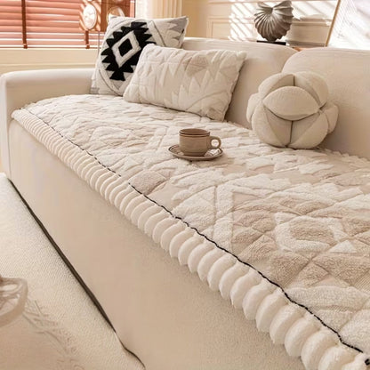 Cozy Plush Sofa Protector for Winter Comfort