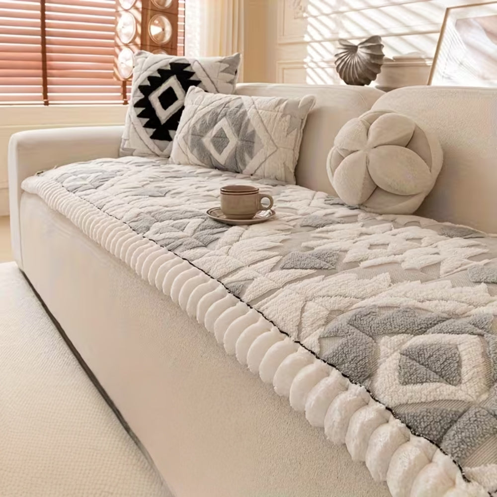 Cozy Plush Sofa Protector for Winter Comfort