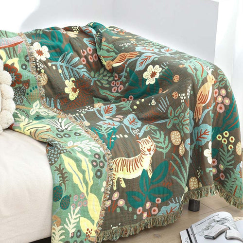 Cozy Haven Reversible Cotton Throw Blanket