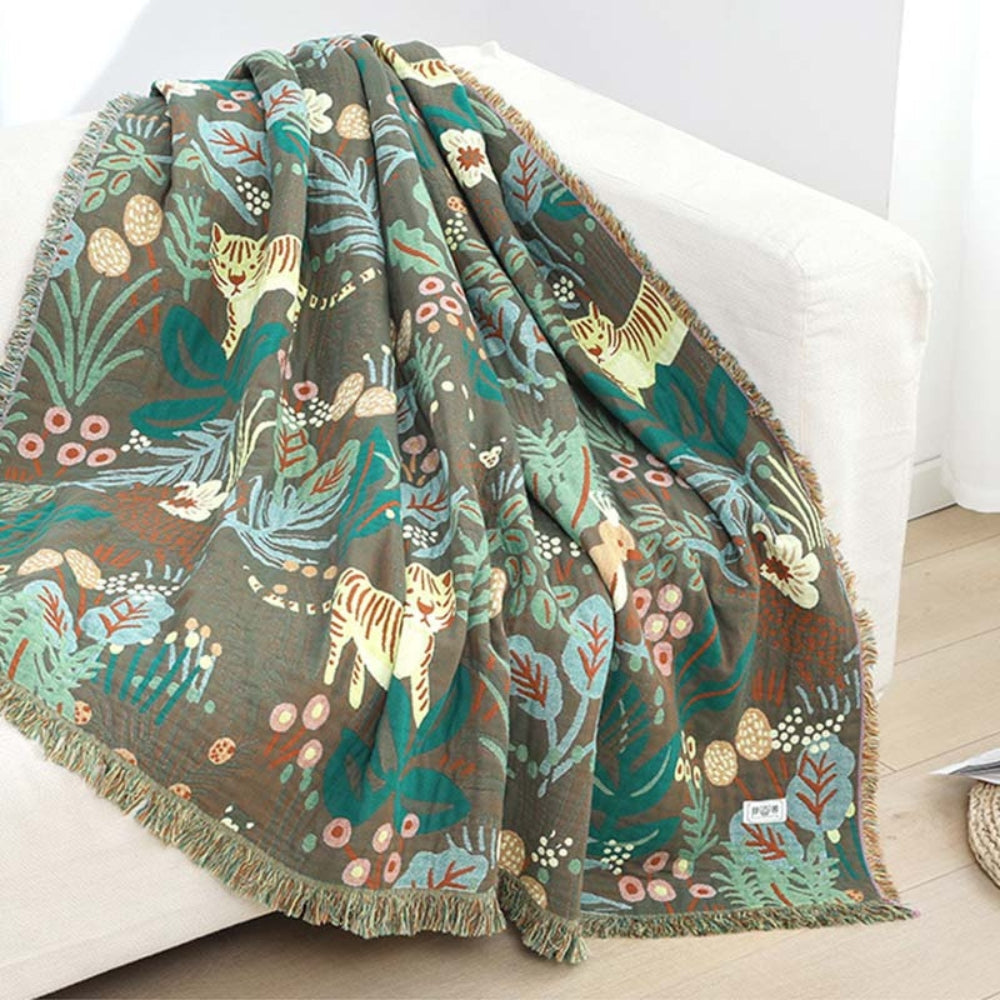 Cozy Haven Reversible Cotton Throw Blanket