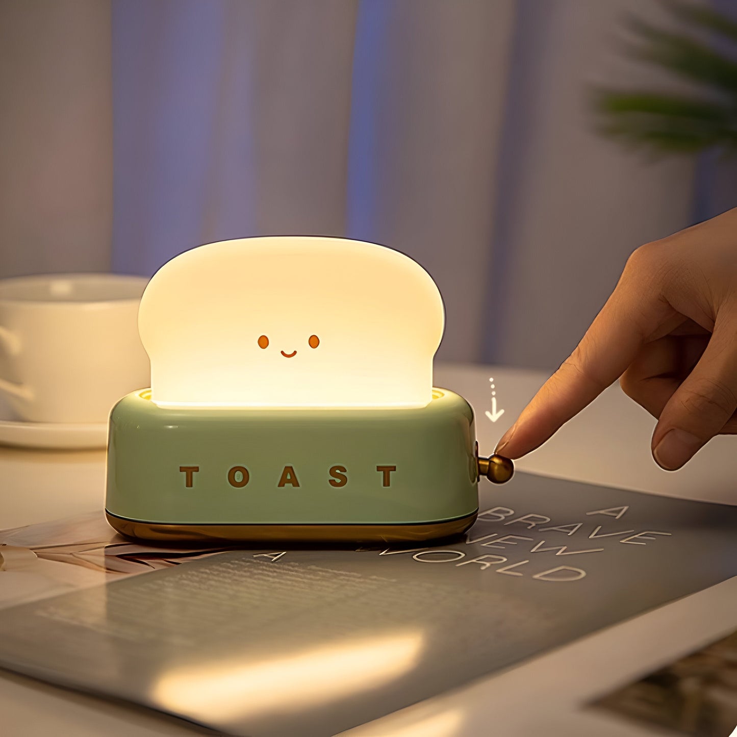 Toaster-Inspired LED Night Light – Dimmable Portable Table Lamp
