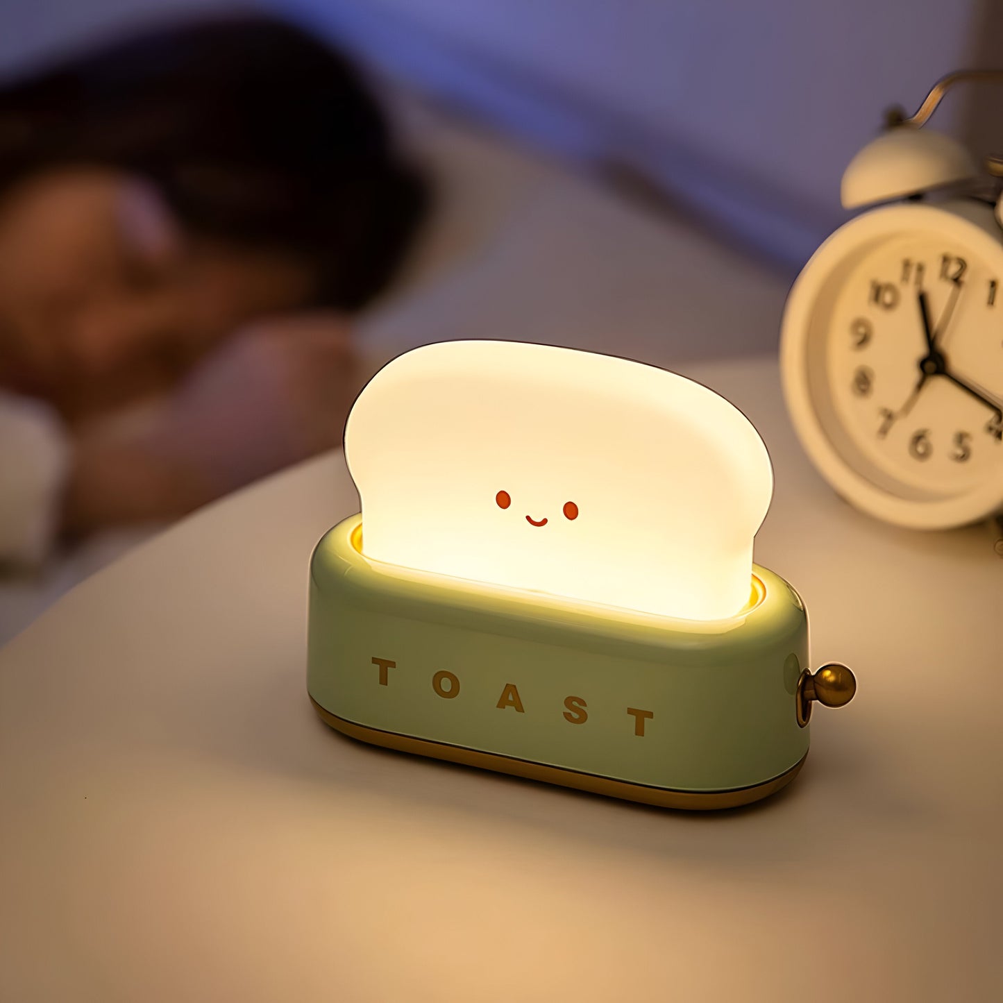 Toaster-Inspired LED Night Light – Dimmable Portable Table Lamp