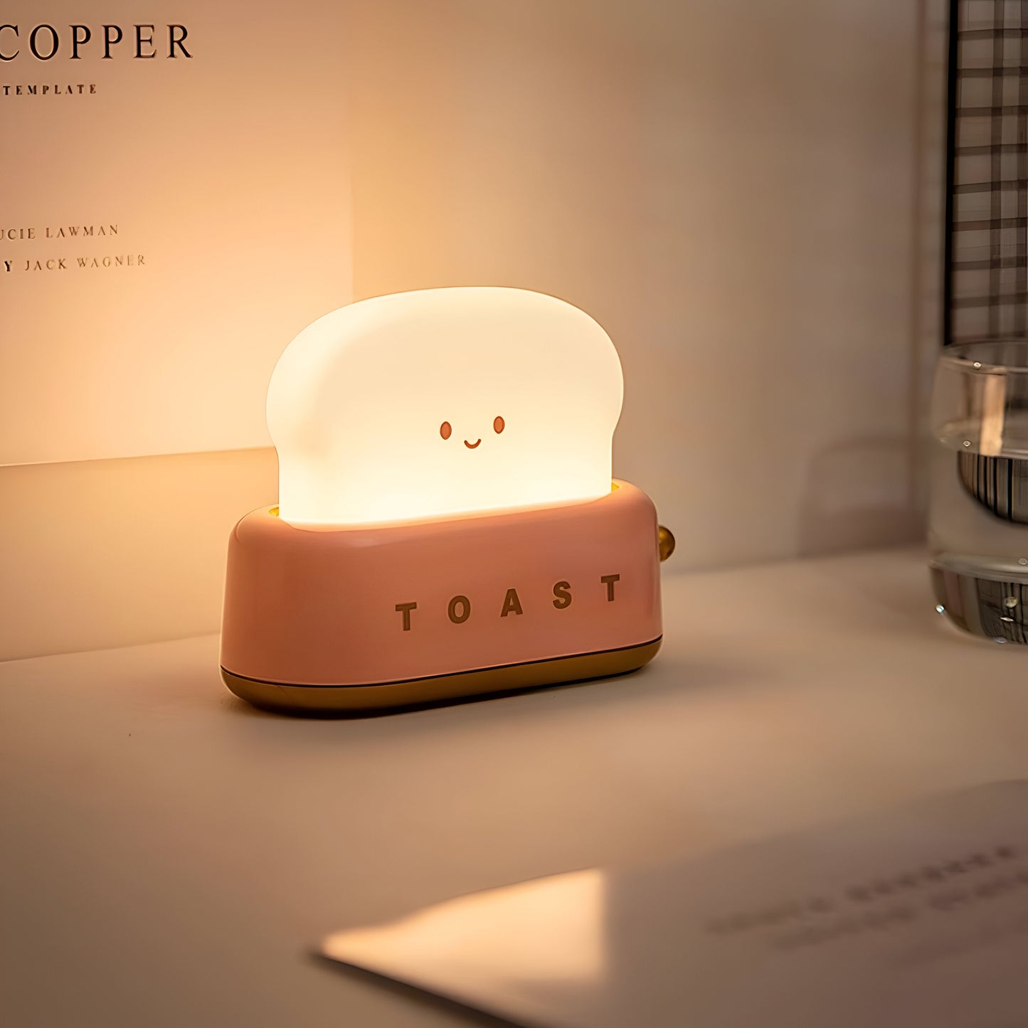 Toaster-Inspired LED Night Light – Dimmable Portable Table Lamp