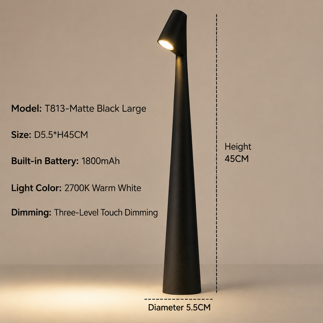 Wireless Elegance: Touch-Control LED Table Lamp