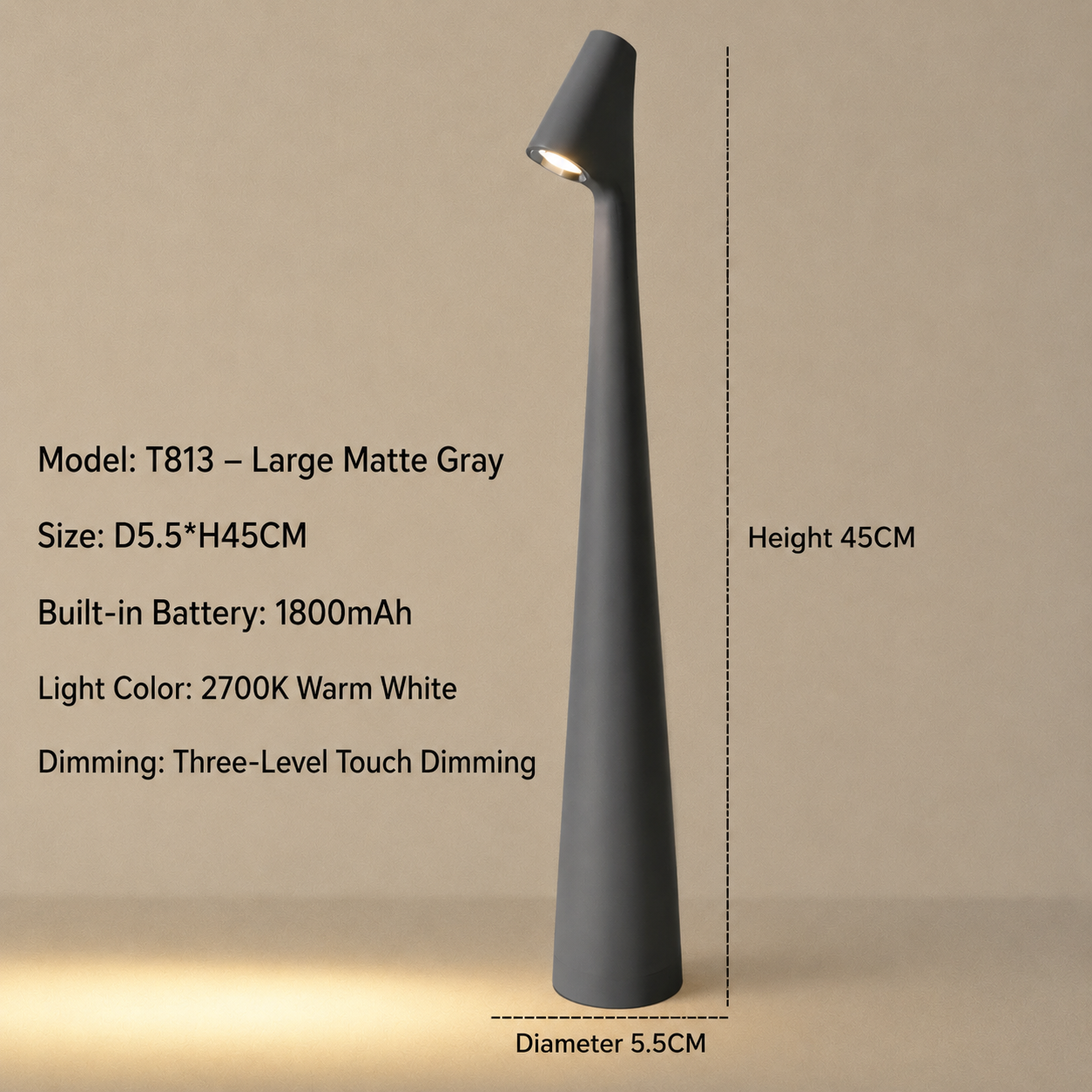 Wireless Elegance: Touch-Control LED Table Lamp