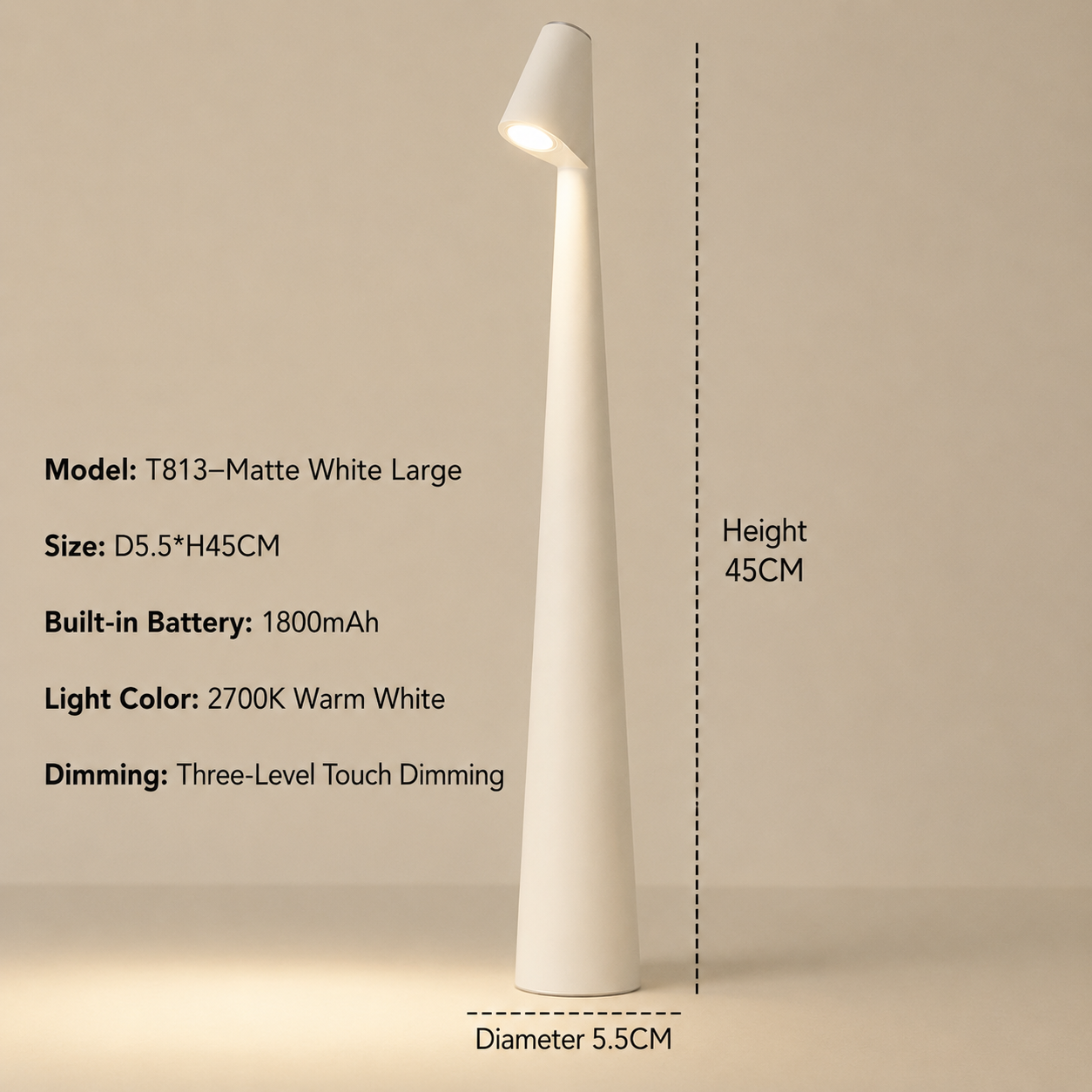 Wireless Elegance: Touch-Control LED Table Lamp