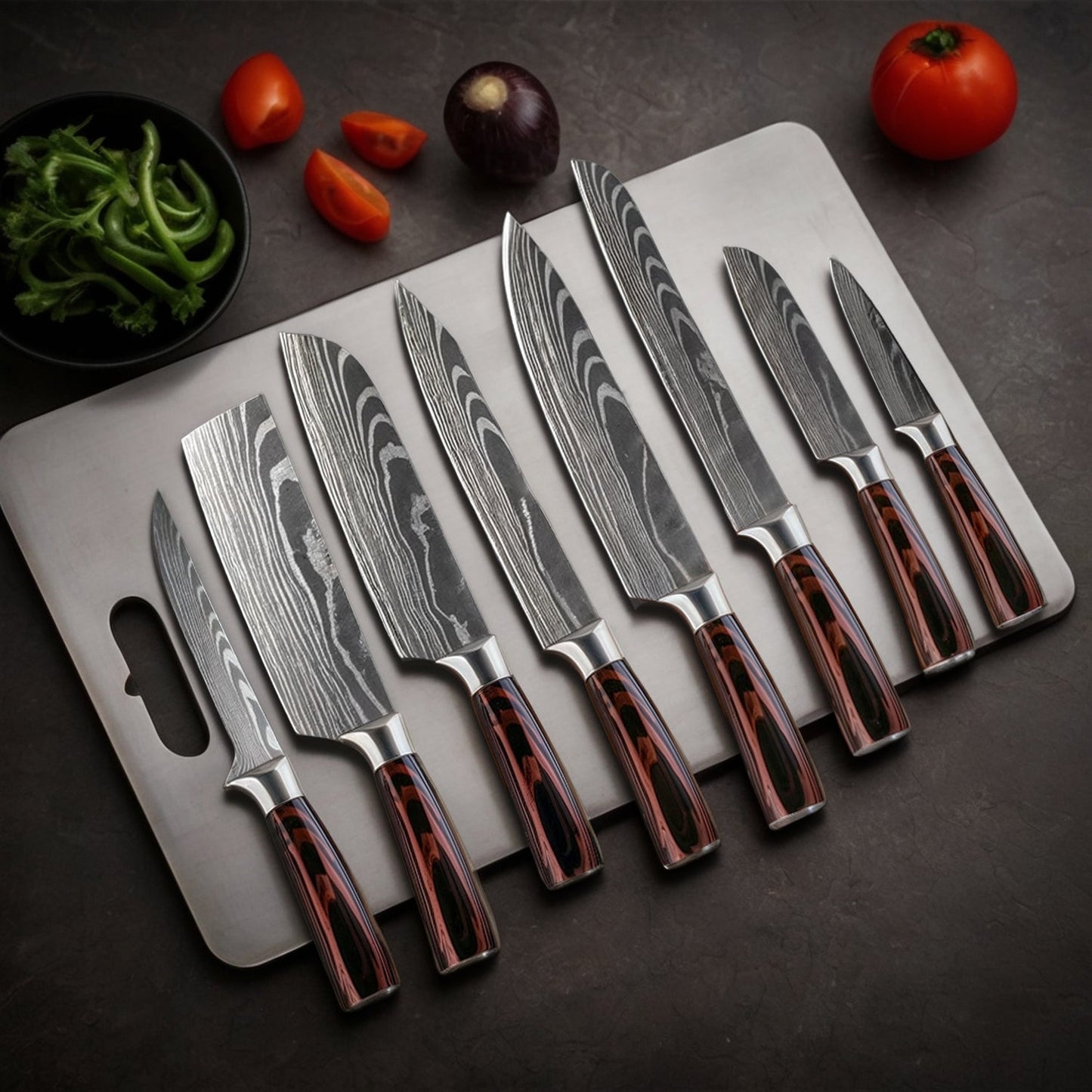Japanese Kitchen Blades – Damascus Steel Knives Set