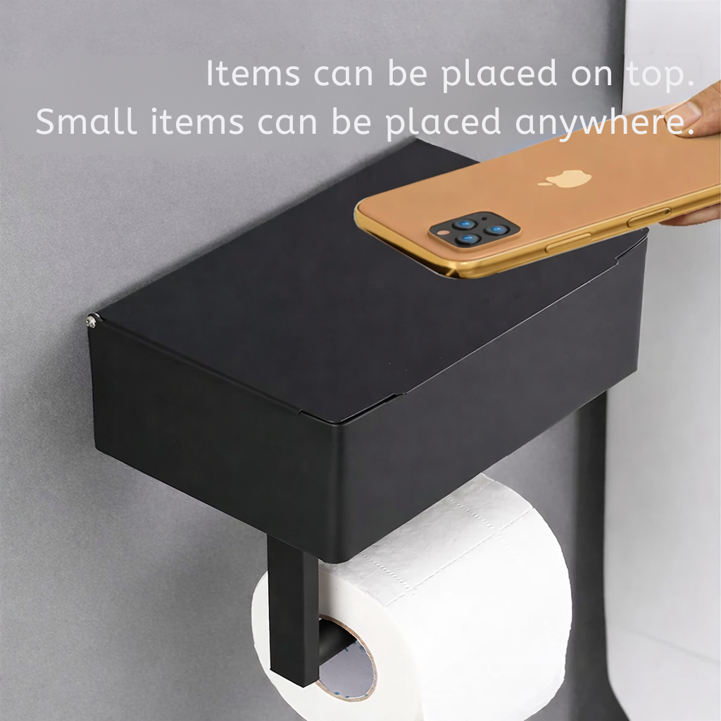Stylish Wall-Mounted Toilet Paper Holder with Storage