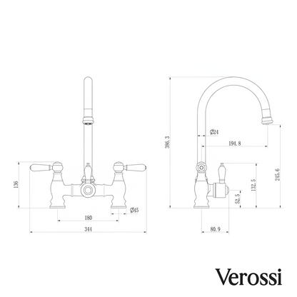 3-in-1 Boiling Tap with Ceramic Levers in Brushed Gold Finish
