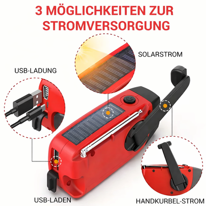 Portable Emergency Radio | Essential Power & Alerts | Built-in Flashlight and Battery Backup | SafeWave
