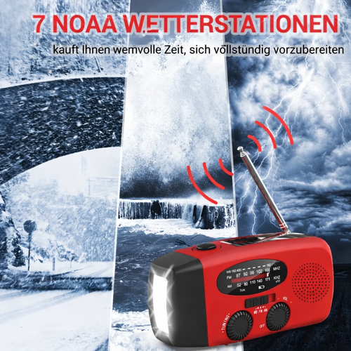 Portable Emergency Radio | Essential Power & Alerts | Built-in Flashlight and Battery Backup | SafeWave