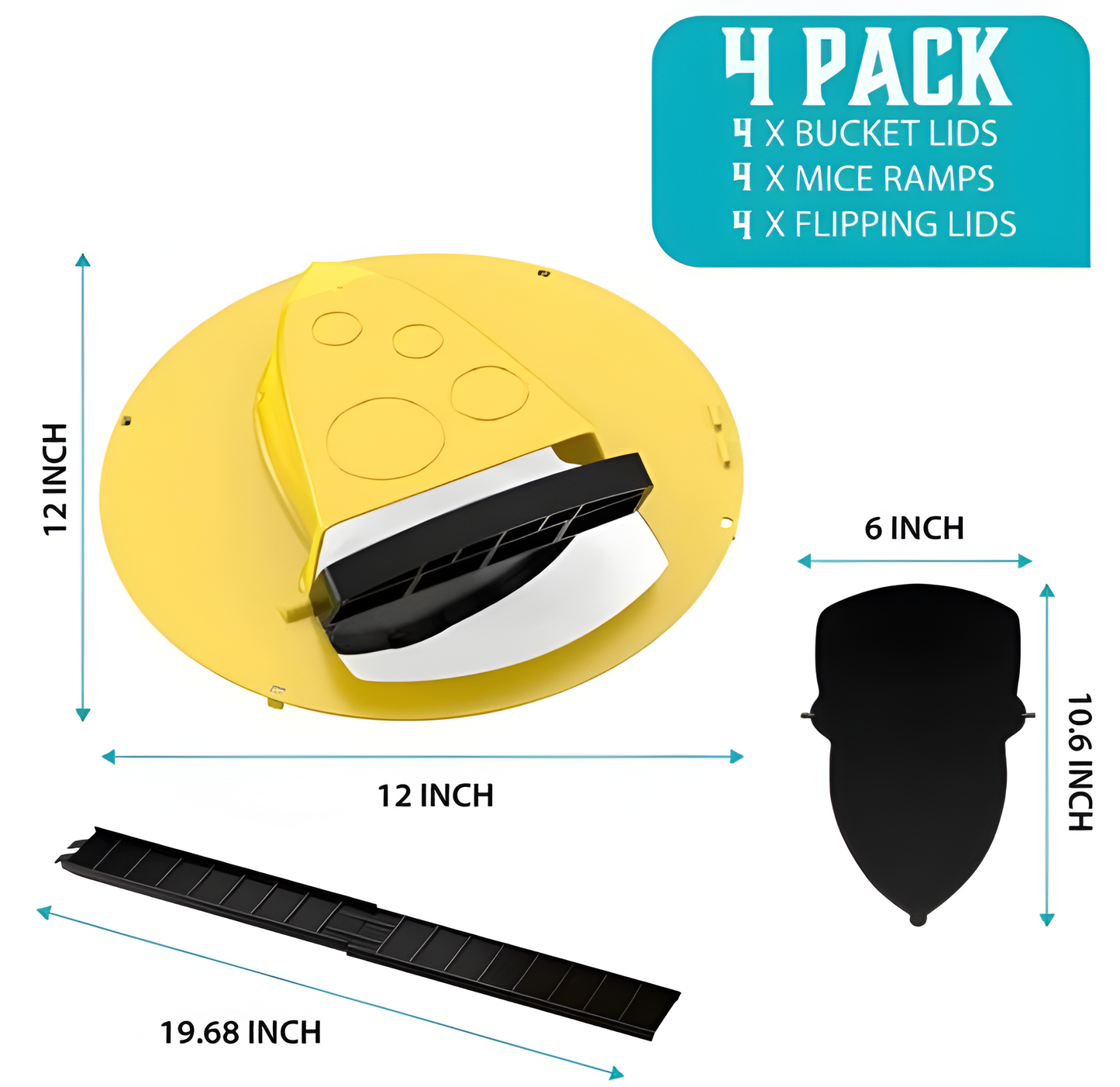 Reusable Mouse Trap System with Bucket Lid - 4-Pack Rodent Catcher