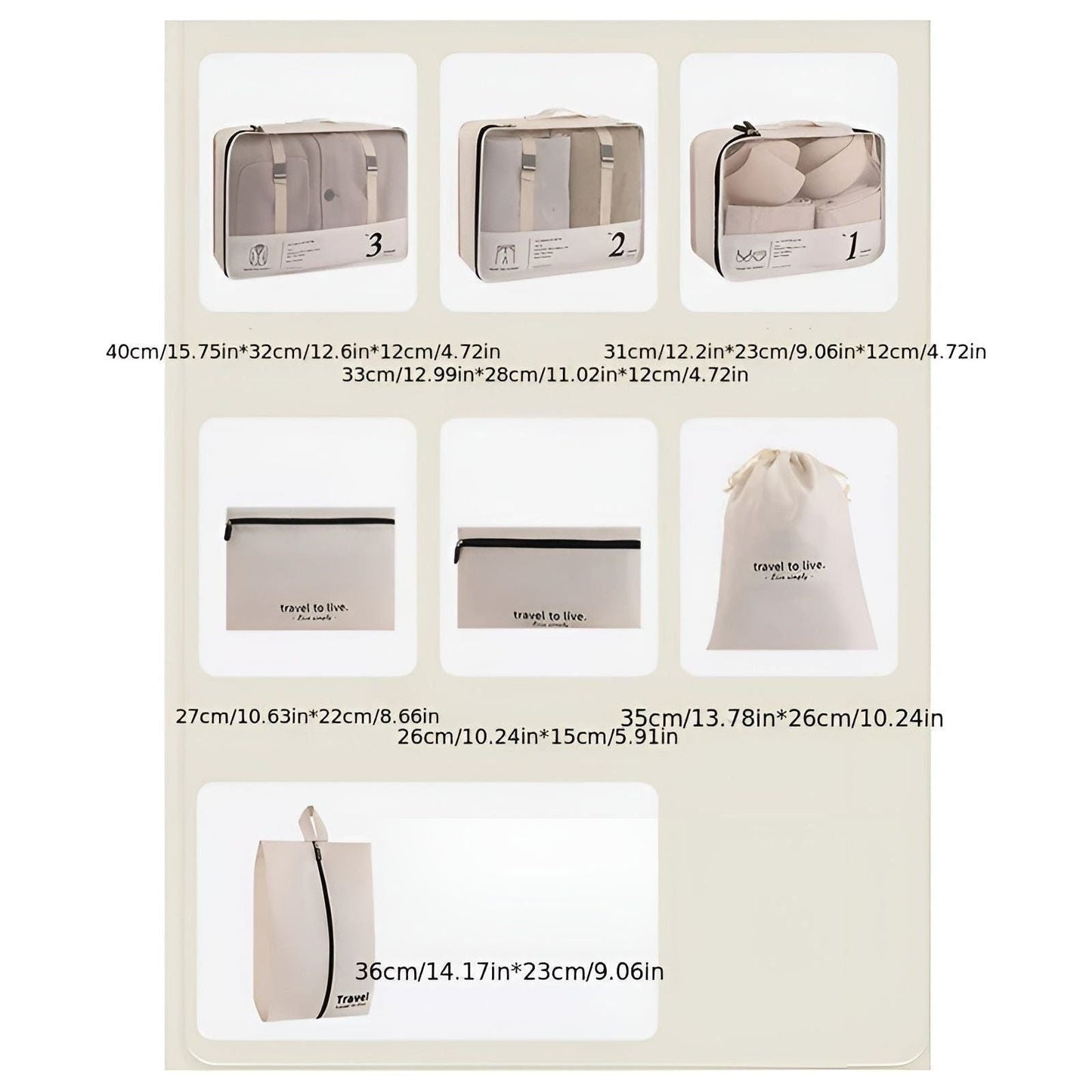 7-Pack Lightweight Compression Packing Cubes for Travel Organization