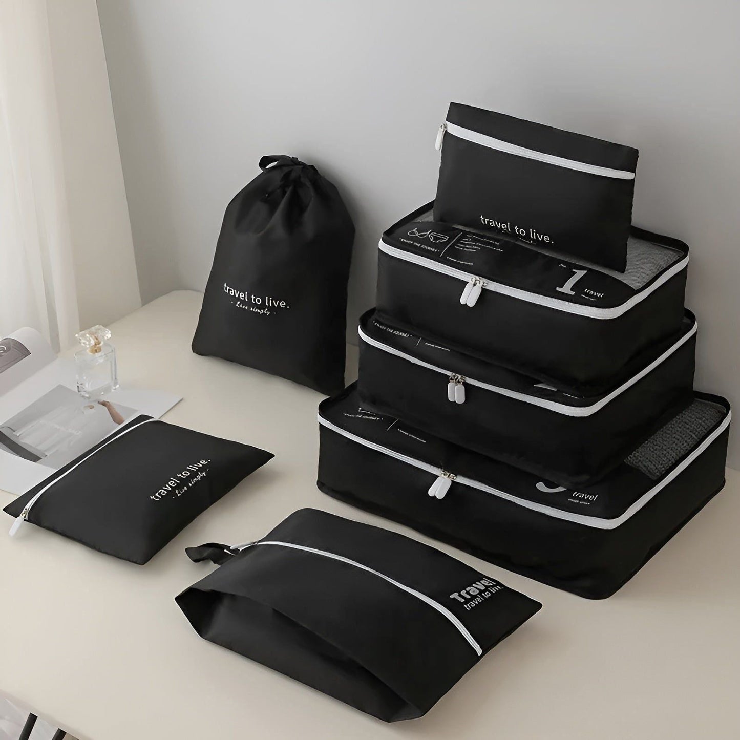 7-Pack Lightweight Compression Packing Cubes for Travel Organization