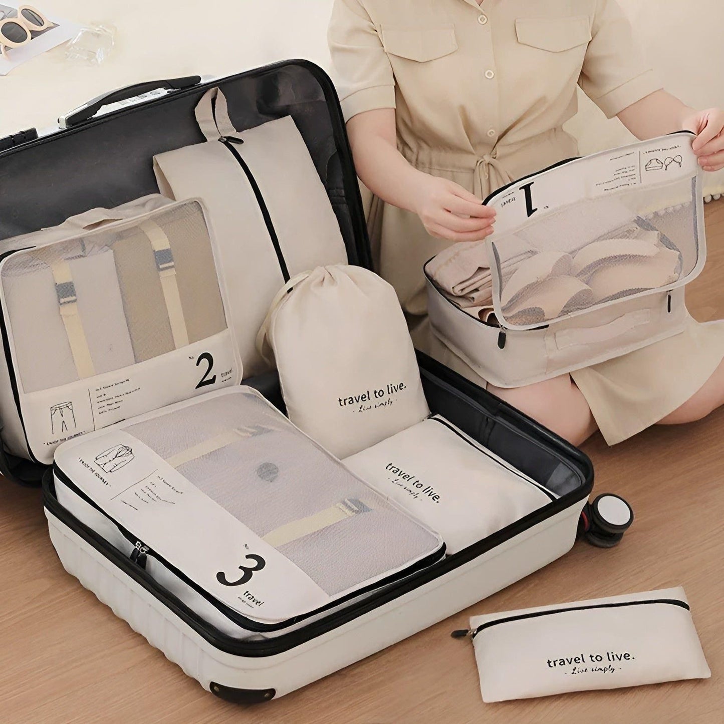 7-Pack Lightweight Compression Packing Cubes for Travel Organization