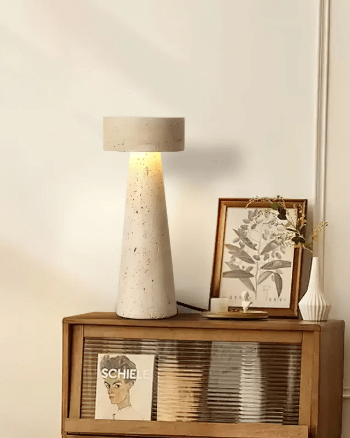 Compact Travertine Lamp – Classic Design for Any Space
