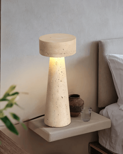 Compact Travertine Lamp – Classic Design for Any Space